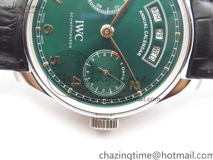 MIROTIME 0212 Portuguese Real PR Real Annual Calendar IW503510 ZF 1:1 Best Edition Green Dial on Black Leather Strap A QuickDry 7097